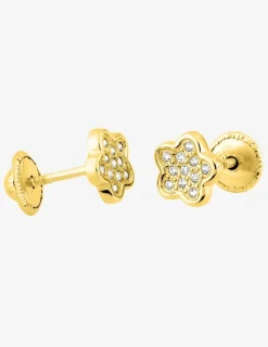 Boucles d'oreilles clous or jaune 375 ‰, oxydes de zirconium SO OR