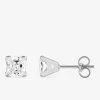 Boucles d'oreilles clous or blanc 750‰ et oxyde de zirconium carré 5 mm SO OR