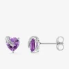 Boucles d'oreilles clous or blanc 375 ‰ et améthyste SO OR