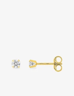 Boucles d'oreilles clous or jaune 375 ‰ et oxyde de zirconium 3 mm SO OR