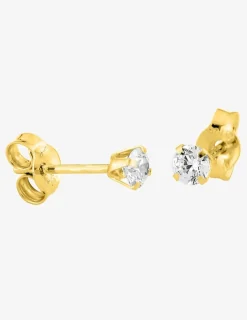 Boucles d'oreilles clous or jaune 375 ‰ et oxyde de zirconium 3 mm SO OR