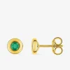 Boucles d'oreilles clous or jaune 750 ‰ et émeraudes SO OR