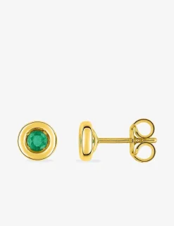 Boucles d'oreilles clous or jaune 750 ‰ et émeraudes SO OR