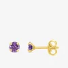 Boucles d'oreilles clous or jaune 375‰, améthyste 4 mm SO OR