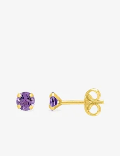 Boucles d'oreilles clous or jaune 375‰, améthyste 4 mm SO OR
