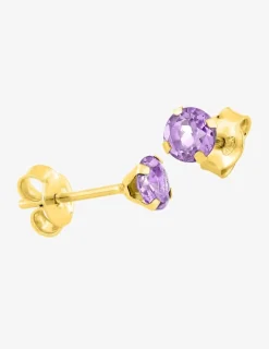 Boucles d'oreilles clous or jaune 375‰, améthyste 4 mm SO OR