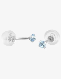 Boucles d'oreilles clous or blanc 375‰, topaze 3 mm SO OR
