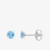Boucles d'oreilles clous or blanc 375‰, topaze 4 mm SO OR