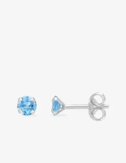 Boucles d'oreilles clous or blanc 375‰, topaze 4 mm SO OR