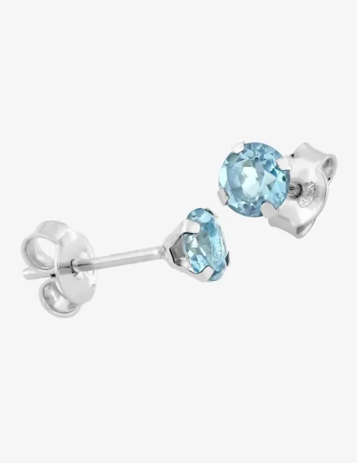 Boucles d'oreilles clous or blanc 375‰, topaze 4 mm SO OR