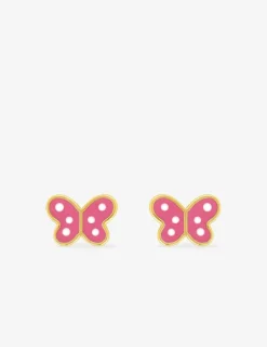 Boucles d'oreilles clous papillon or jaune 750 ‰ et laque SO OR