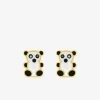 Boucles d'oreilles clous panda or jaune 750 ‰ et laque noire et blanche SO OR