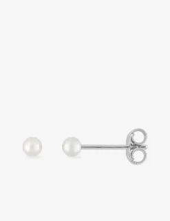 Boucles d'oreilles clous perles d'imitation argent rhodié 925‰ 3 mm SO OR