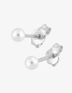 Boucles d'oreilles clous perles d'imitation argent rhodié 925‰ 3 mm SO OR