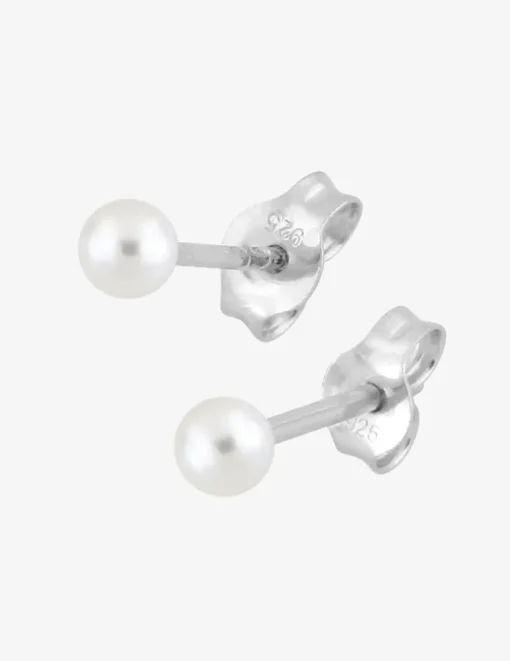 Boucles d'oreilles clous perles d'imitation argent rhodié 925‰ 3 mm SO OR