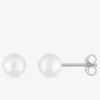 Boucles d'oreilles clous perles d'imitation argent rhodié 925‰ 6 mm SO OR
