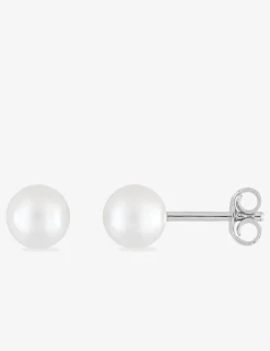 Boucles d'oreilles clous perles d'imitation argent rhodié 925‰ 6 mm SO OR