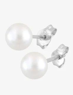 Boucles d'oreilles clous perles d'imitation argent rhodié 925‰ 6 mm SO OR