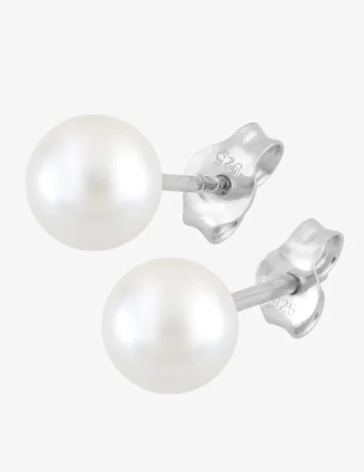 Boucles d'oreilles clous perles d'imitation argent rhodié 925‰ 6 mm SO OR