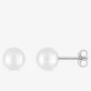 Boucles d'oreilles clous perles d'imitation argent rhodié 925‰ 7 mm SO OR