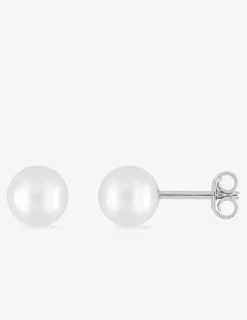 Boucles d'oreilles clous perles d'imitation argent rhodié 925‰ 7 mm SO OR