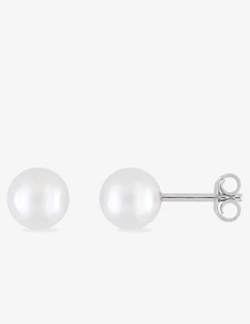 Boucles d'oreilles clous perles d'imitation argent rhodié 925‰ 7 mm SO OR