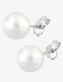 Boucles d'oreilles clous perles d'imitation argent rhodié 925‰ 7 mm SO OR