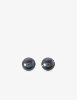 Boucles d'oreilles clous perles de culture eau douce argent rhodié 925%o noires SO OR