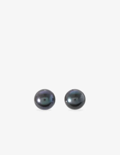Boucles d'oreilles clous perles de culture eau douce argent rhodié 925%o noires SO OR