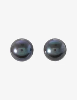 Boucles d'oreilles clous perles de culture eau douce argent rhodié 925%o noires SO OR
