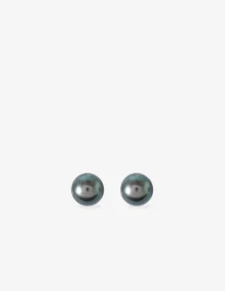 Boucles d'oreilles clous perles de culture eau douce argent rhodié 925%o noires 6 mm SO OR