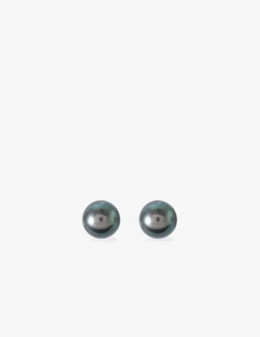 Boucles d'oreilles clous perles de culture eau douce argent rhodié 925%o noires 6 mm SO OR