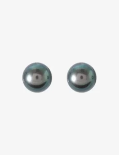 Boucles d'oreilles clous perles de culture eau douce argent rhodié 925%o noires 6 mm SO OR