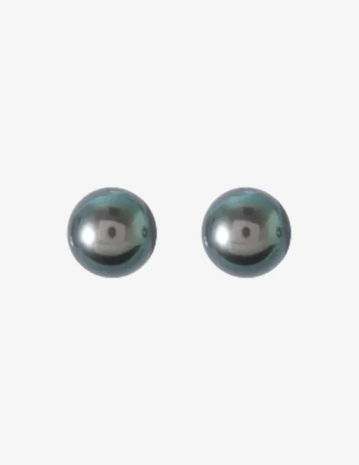 Boucles d'oreilles clous perles de culture eau douce argent rhodié 925%o noires 6 mm SO OR