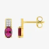 Boucles d'oreilles clous plaqué or, rhodium et oxyde de zirconium blanc et rouge SO OR