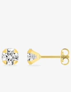 Boucles d'oreilles clous plaqué or et oxyde de zirconium 6 mm SO OR
