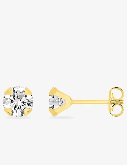 Boucles d'oreilles clous plaqué or et oxyde de zirconium 6 mm SO OR