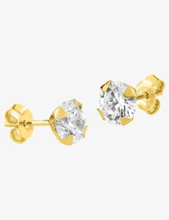 Boucles d'oreilles clous plaqué or et oxyde de zirconium 6 mm SO OR