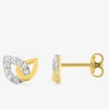 Boucles d'oreilles clous poires entrelacées plaqué or, rhodium et oxyde de zirconium SO OR