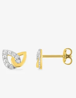 Boucles d'oreilles clous poires entrelacées plaqué or, rhodium et oxyde de zirconium SO OR