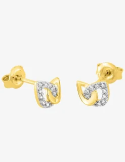 Boucles d'oreilles clous poires entrelacées plaqué or, rhodium et oxyde de zirconium SO OR