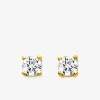 Boucles d'oreilles clous plaqué or et oxyde de zirconium serti griffes 5 mm SO OR