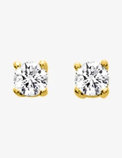 Boucles d'oreilles clous plaqué or et oxyde de zirconium serti griffes 5 mm SO OR