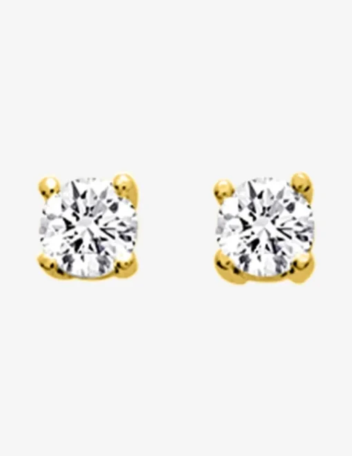 Boucles d'oreilles clous plaqué or et oxyde de zirconium serti griffes 5 mm SO OR