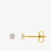 Boucles d'oreilles clous plaqué or et oxyde de zirconium 3 mm SO OR