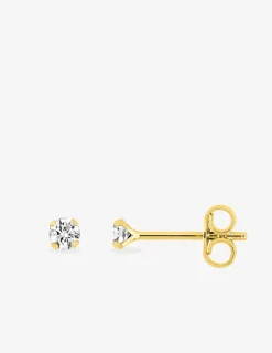 Boucles d'oreilles clous plaqué or et oxyde de zirconium 3 mm SO OR