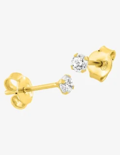Boucles d'oreilles clous plaqué or et oxyde de zirconium 3 mm SO OR