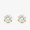 Boucles d'oreilles clous plaqué or et oxyde de zirconium serti griffes 7 mm SO OR