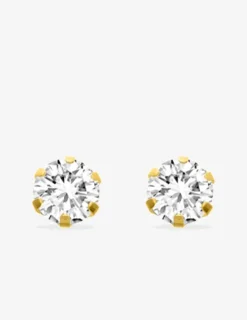 Boucles d'oreilles clous plaqué or et oxyde de zirconium serti griffes 7 mm SO OR