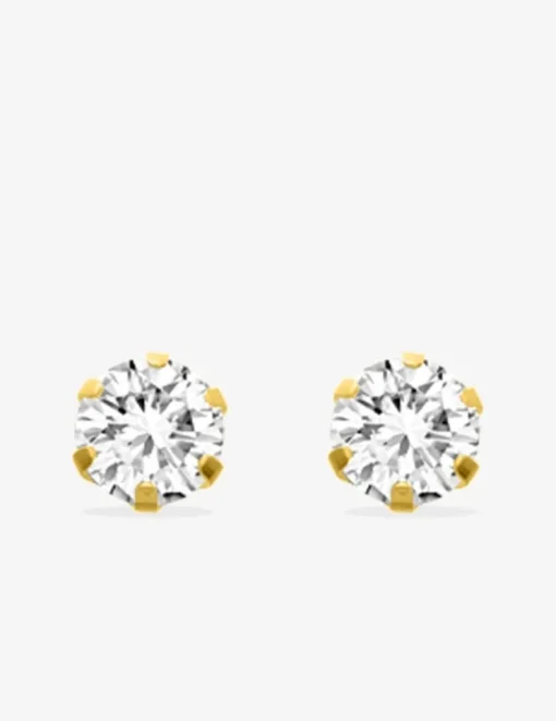 Boucles d'oreilles clous plaqué or et oxyde de zirconium serti griffes 7 mm SO OR